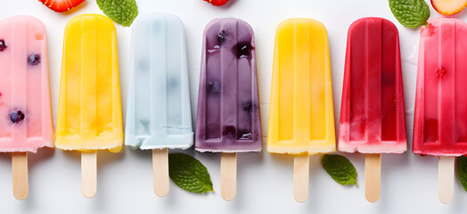 popsicles on fruit background