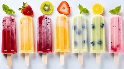 popsicles on fruit background