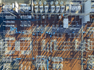 Aerial: electrical Power Plant Substation in Penrose, Auckland, New Zealand