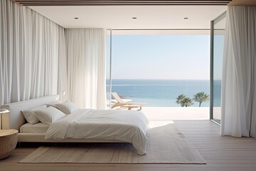 Elegant Bedroom with Ocean View and Mediterranean Vibes 