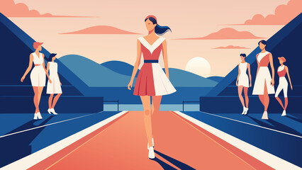 Fashionable Women's Athletics-Inspired Sunset Catwalk