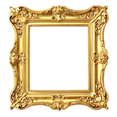 The retro large golden rectangular square photo frame is a magnificent border from the Baroque Victorian era. Royal interior luxury decorative frame model, used for photos, images, art, painting, and 