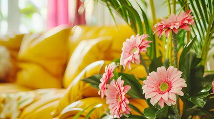 Beautiful Floral Arrangement with Colorful Blossoms, Close-Up of Fresh Flowers in Bright Natural Light