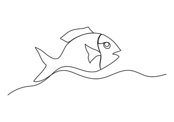 Fish. One line drawing vector illustration.