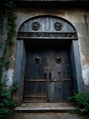 Ancient dark mysterious door