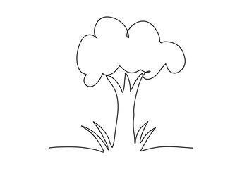 Tree. One line drawing vector illustration.