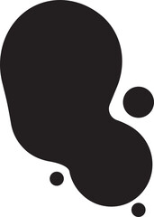 Minimal Ink drop and splash icon. Blotter spot, liquid paint drip splash and ink splatter. Slim Black inked splatter dirt stain splattered spray with drop blots isolated on transparent background.