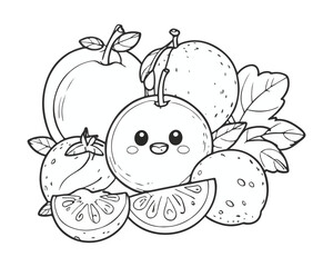 Fruits Coloring book page for kids