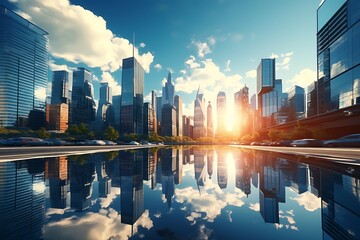 abstract scene of modern skyscrapers in shanghai china.