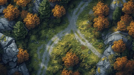 RPG battle map. Fantasy battlefield illustration, cartography location. AI generated. Hobby...