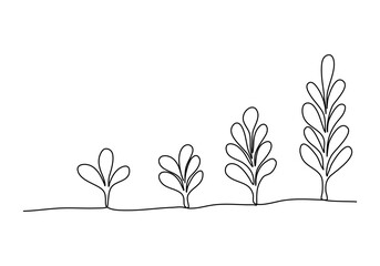 Plant grows. One line drawing vector illustration.