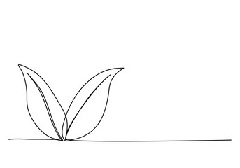 Plant, one line drawing vector illustration.