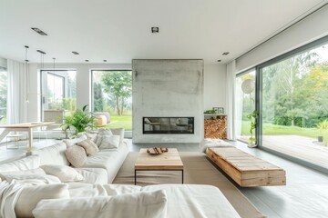 Fototapeta premium style living room interior with white walls