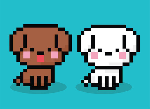 dog cartoon  in 8 bit pixel art.