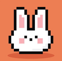 rabbit cartoon in 8 bit pixel art.