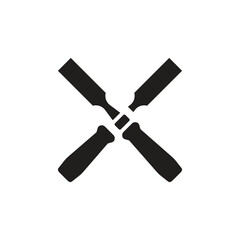Simple silhouette illustration of chisels woodworking hand tool