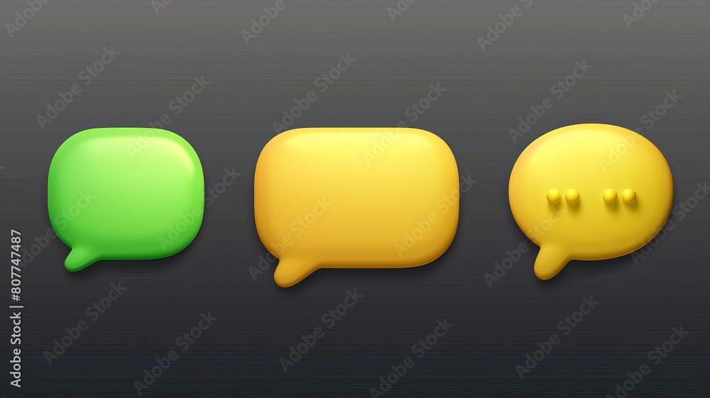 Poster the set of 3d speech bubbles is isolated on a transparent background. modern illustration of yellow 