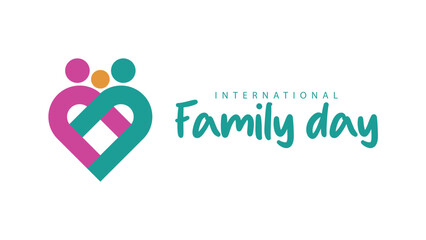International family day. Vector illustration of heart shaped family. Suitable for banners, web, social media, greeting cards etc