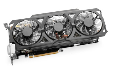 One computer graphics card isolated on white