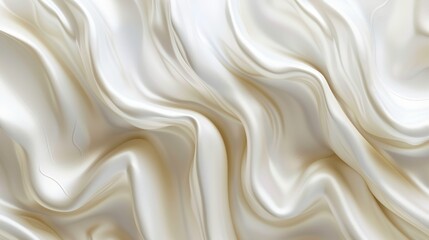 Yeast, milk, or cream texture on a silk fabric background. Abstract background with liquid yoghurt, mayonnaise, dairy product, or cosmetic creme, modern realistic illustration.