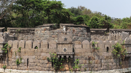 Fototapeta na wymiar The Ruin Fortress of Vellore Fort, it was the Capital of Aravidu Dynasty of the Vijaynagara Empire in 16th Century, Vellore, Tamilnadu, India.