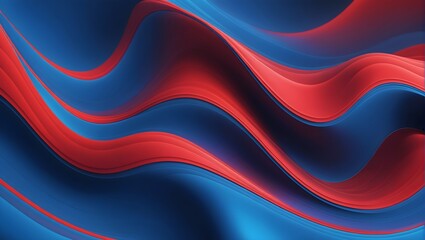 Dark blue and red smooth refracted waves abstract background. Elegant design. 