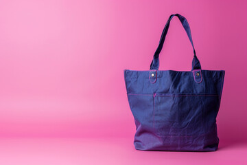 A fashionable women's tote bag at the left side with copyspace