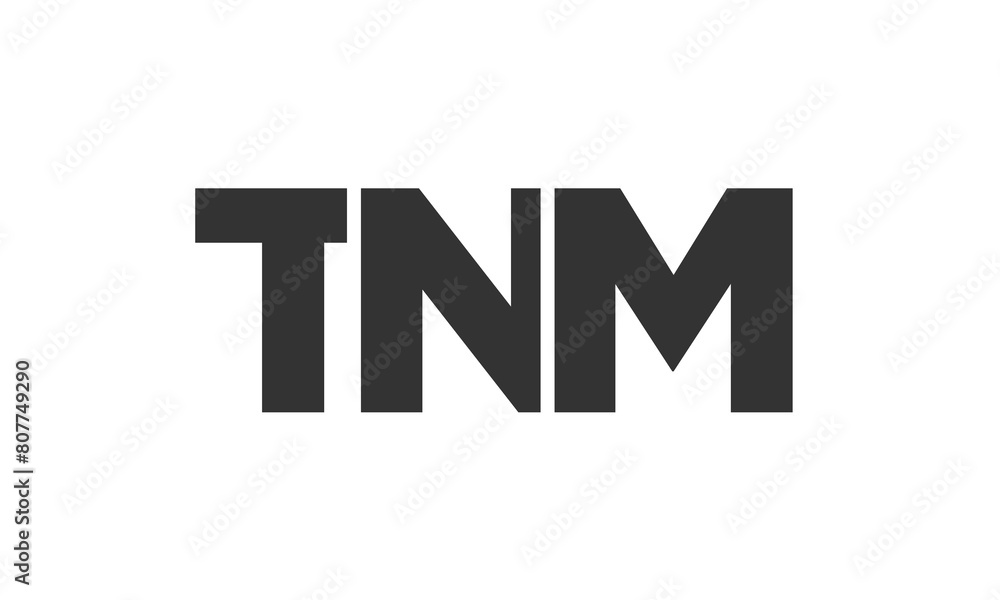 Poster TNM logo design template with strong and modern bold text. Initial based vector logotype featuring simple and minimal typography. Trendy company identity.