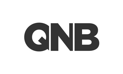 QNB logo design template with strong and modern bold text. Initial based vector logotype featuring simple and minimal typography. Trendy company identity.