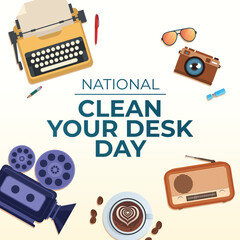 National Clean Your Desk Day vector design template. clean desk illustration. vector eps 10. flat design.