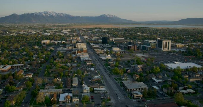 Streets of Provo, Utah from the sky - aerial drone shot