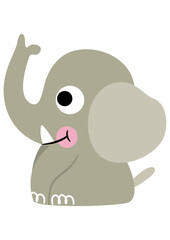 Cute friendly baby elephant sitting