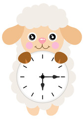 Cute sheep with clock inside