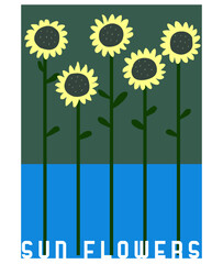 Retro modern style sunflower vector illustration