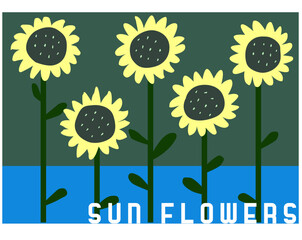 Retro modern style sunflower vector illustration