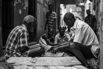 Famous Man Playing Board Game in Stone Town, Zanzibar, Tanzania