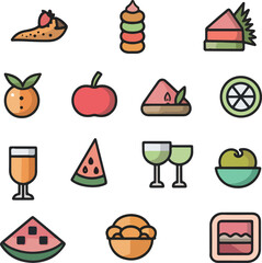 Colorful Food and Drink Icons