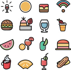 Colorful Food and Drink Icons