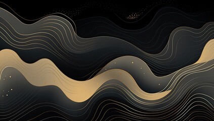 Gilded Intricacy: Abstract Artwork Showcasing Black Lines and Golden Highlights Against a Dark Background