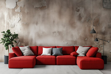 Scarlet Modular Corner Sofa Set Resting Against Textured Brown Stucco Wall