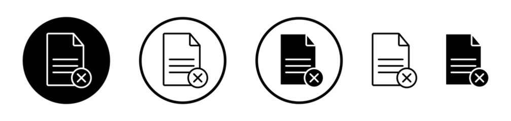Delete Document Icon Collection. Vector Symbol for Canceling or Removing Files.