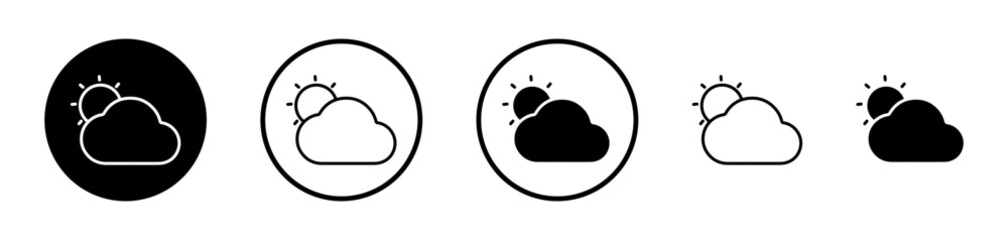 Cloud and Sun Icon Collection. Weather Forecast Vector Symbol.
