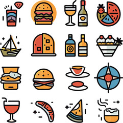Colorful Food and Drink Icons