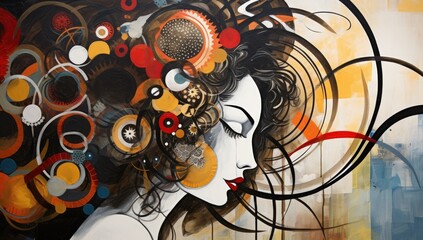 Geometric Harmony: Portrait Featuring Intriguing Fragmented and Overlapping Patterns