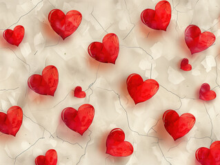 red heart pattern on a light background, perfect for paper art brochures or modern wallpaper designs.