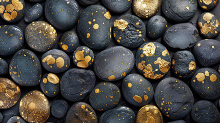 gold black pebbles background