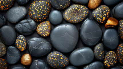 gold black pebbles background