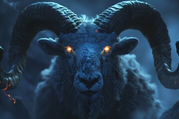 Mythical 3D image of a mythical viking ram without neon