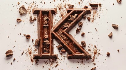 Letter K made by chocolate with transparent background UHD wallpaper