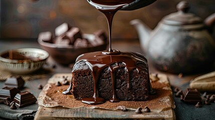Melting chocolate poured with bowl UHD wallpaper
